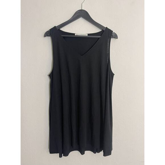 Peruvian Connection L Flowy Tank Tops Lot of 2 Black & Blue V Neck Swing Shirts - Picture 2 of 13